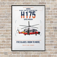 Thumbnail for Airbus H175 vertical canvas print - framed - white background