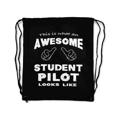 Student aviation drawstring bag in lightweight polyester.