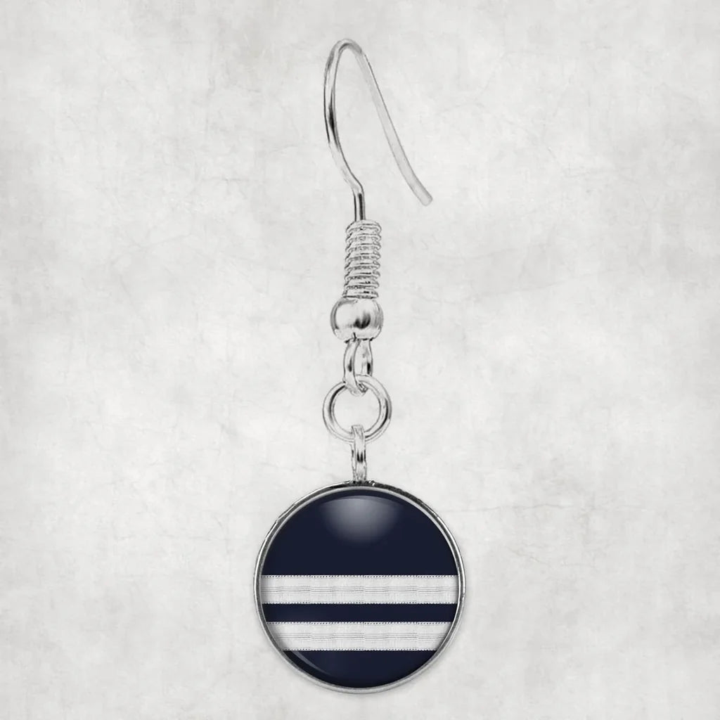 Pilot Epaulettes (Silver) 2 Lines aviation-themed earrings, polished hypoallergenic alloy.