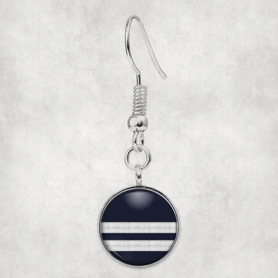 Pilot Epaulettes (Silver) 2 Lines aviation-themed earrings, polished hypoallergenic alloy.