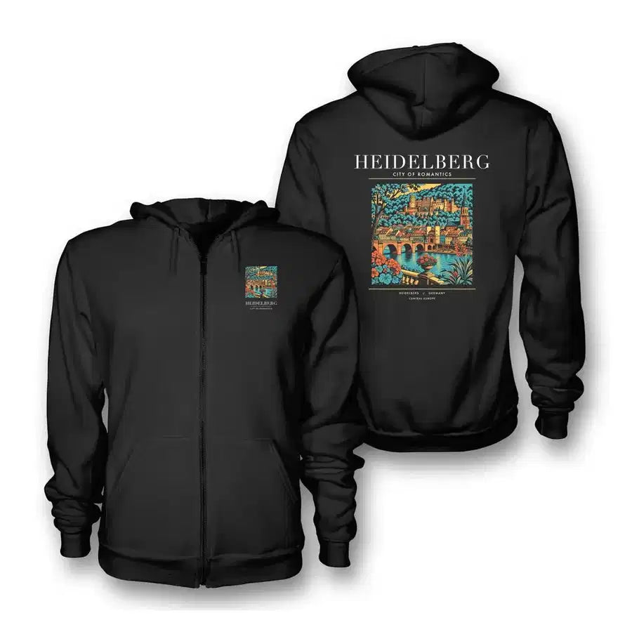 HEIDELBERG - Poster - Zipped Hoodie - Black