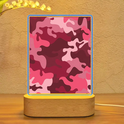 Military Camouflage Red aviation design on premium acrylic with LED night lamp.