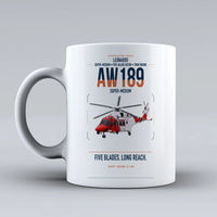 Thumbnail for Leonardo AW189 design on white ceramic mug, double-side print