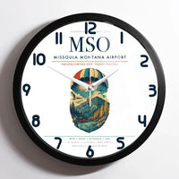 Thumbnail for Missoula Montana Airport (MSO) design on white framed wall clock