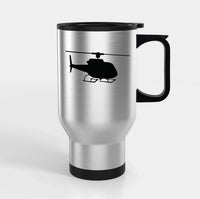 Thumbnail for Helicopter Silhouette Travel Mugs (With Holder) aviation design on travel mug with holder, insulated double-wall with car-cup.