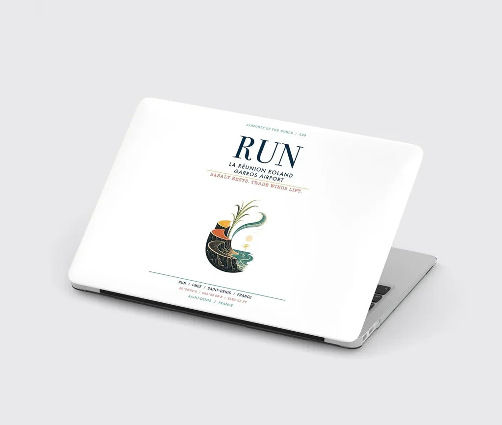 La Réunion Roland Garros Airport (RUN) design on white MacBook case