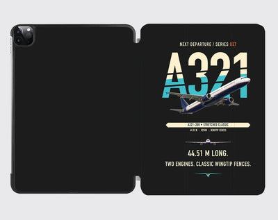 Airbus A321 design on black ipad tablet case