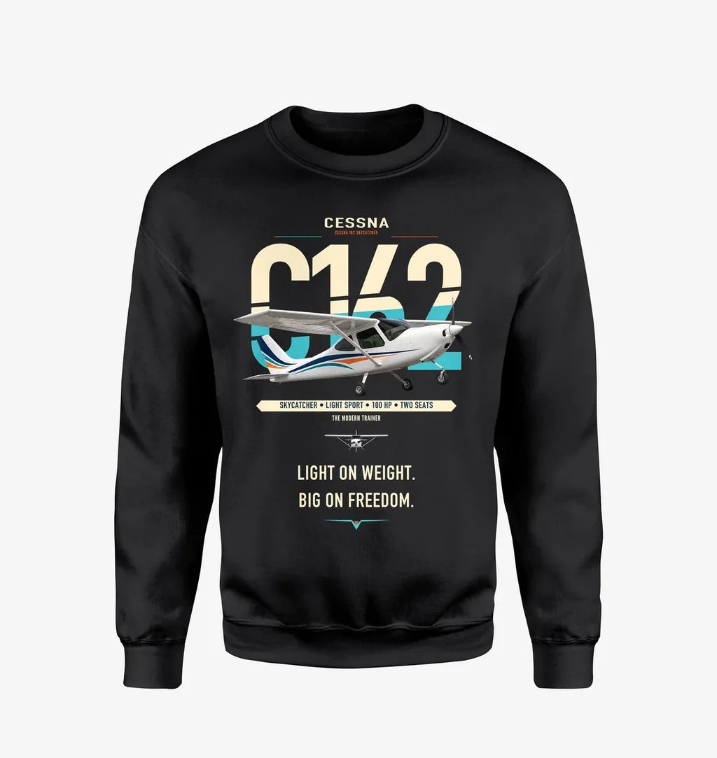 Cessna 162 Skycatcher design on black sweatshirt