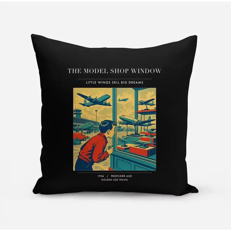 VINTAGE G4381 - The Model Shop Window - Designed Pillows design on black