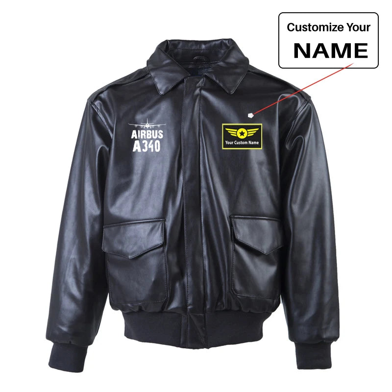 Airbus A340 & Plane Leather Bomber Jackets (NO Fur) aviation design printed on genuine leather with quilted lining leather bomber.