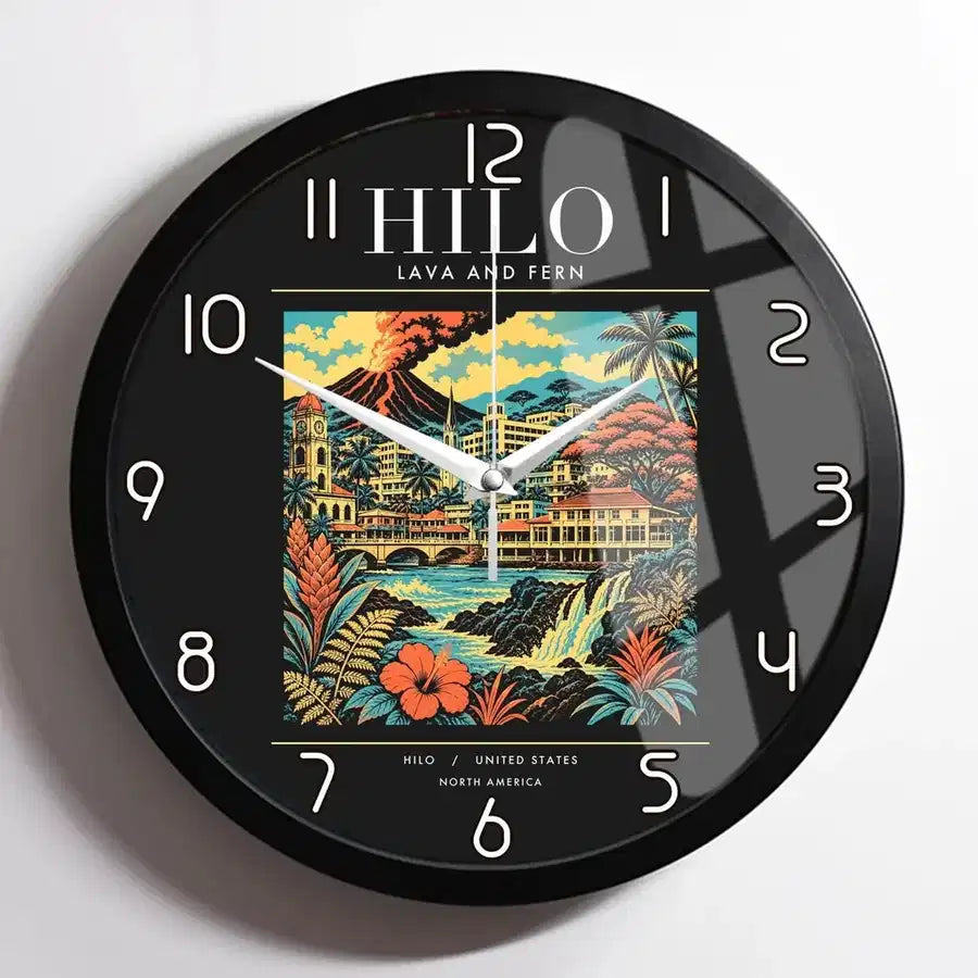 HILO - Poster - Wall Clock Framed - Black