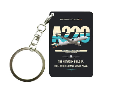 Airbus A220-300 Key Chain design on black key chain