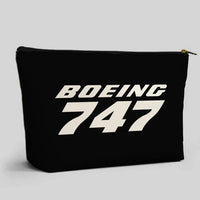 Thumbnail for Boeing 747 & Text aviation design zipper pouch, durable polyester construction.