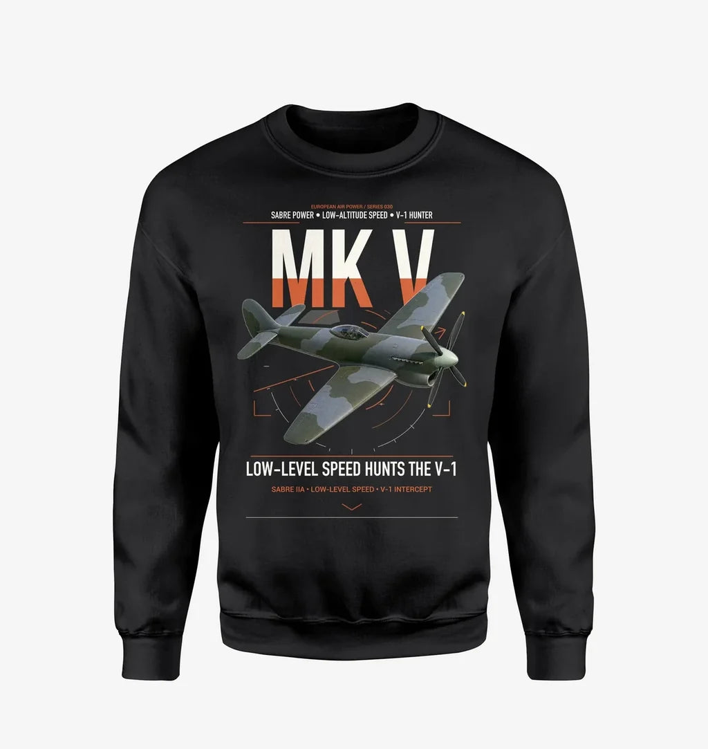 Hawker Tempest Mk V design on black sweatshirt