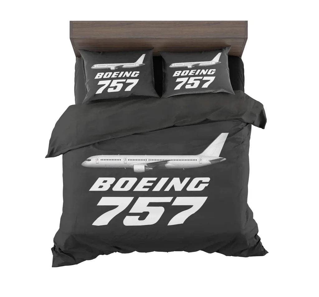 The Boeing 757 aviation design on soft cotton blend bedding set.