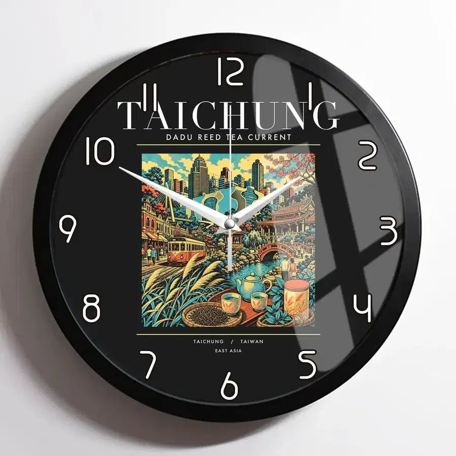TAICHUNG - Poster - Wall Clock Framed - Black