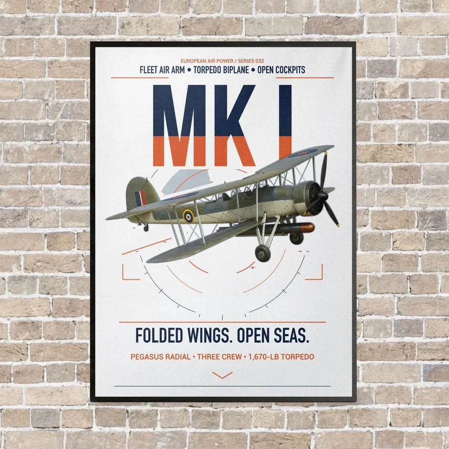 Fairey Swordfish Mk I vertical canvas print - framed - white background