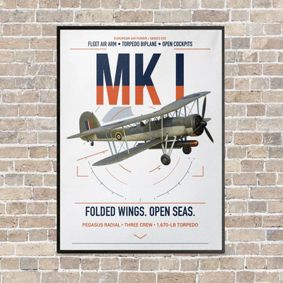 Fairey Swordfish Mk I vertical canvas print - framed - white background