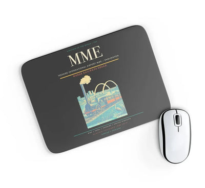 Teesside International Airport (MME) design on black rectangle mouse pad