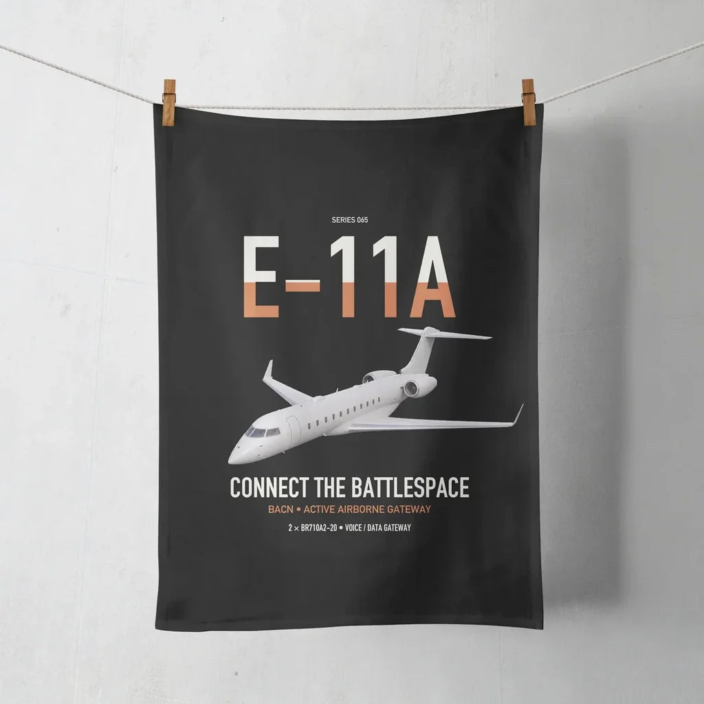 E-11A BACN design on black towel