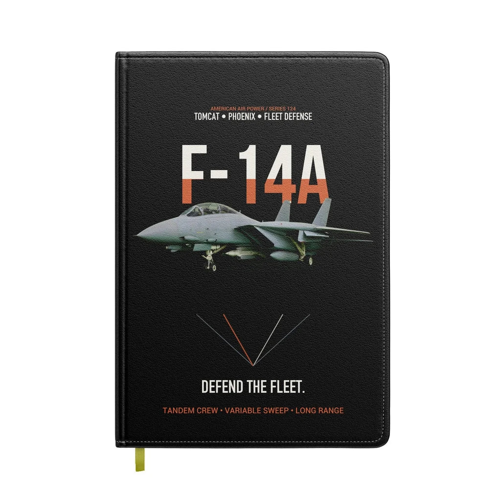 F-14A Tomcat Defend The Fleet design on black notebook