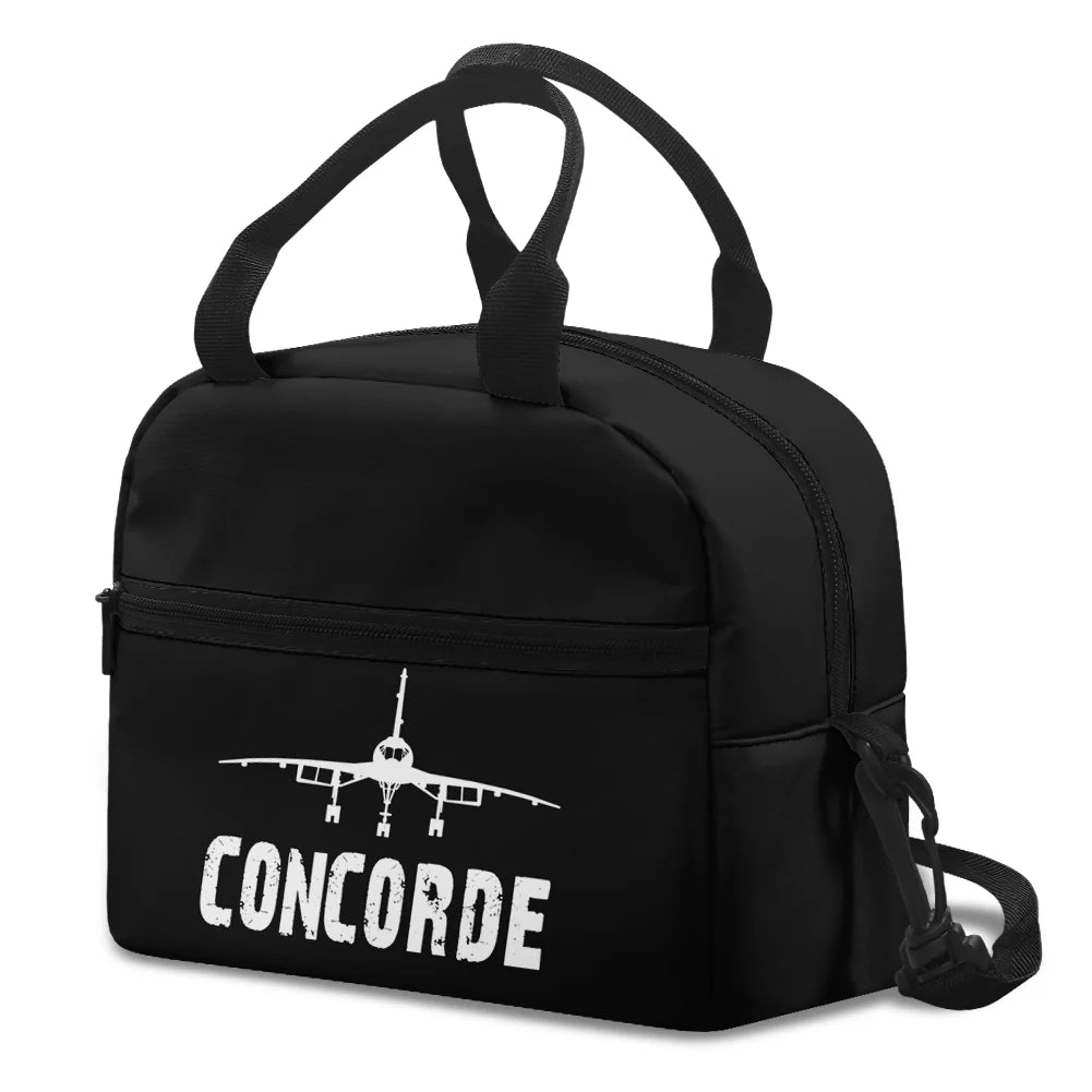 Concorde & Plane aviation print lunch bag, insulated polyester.