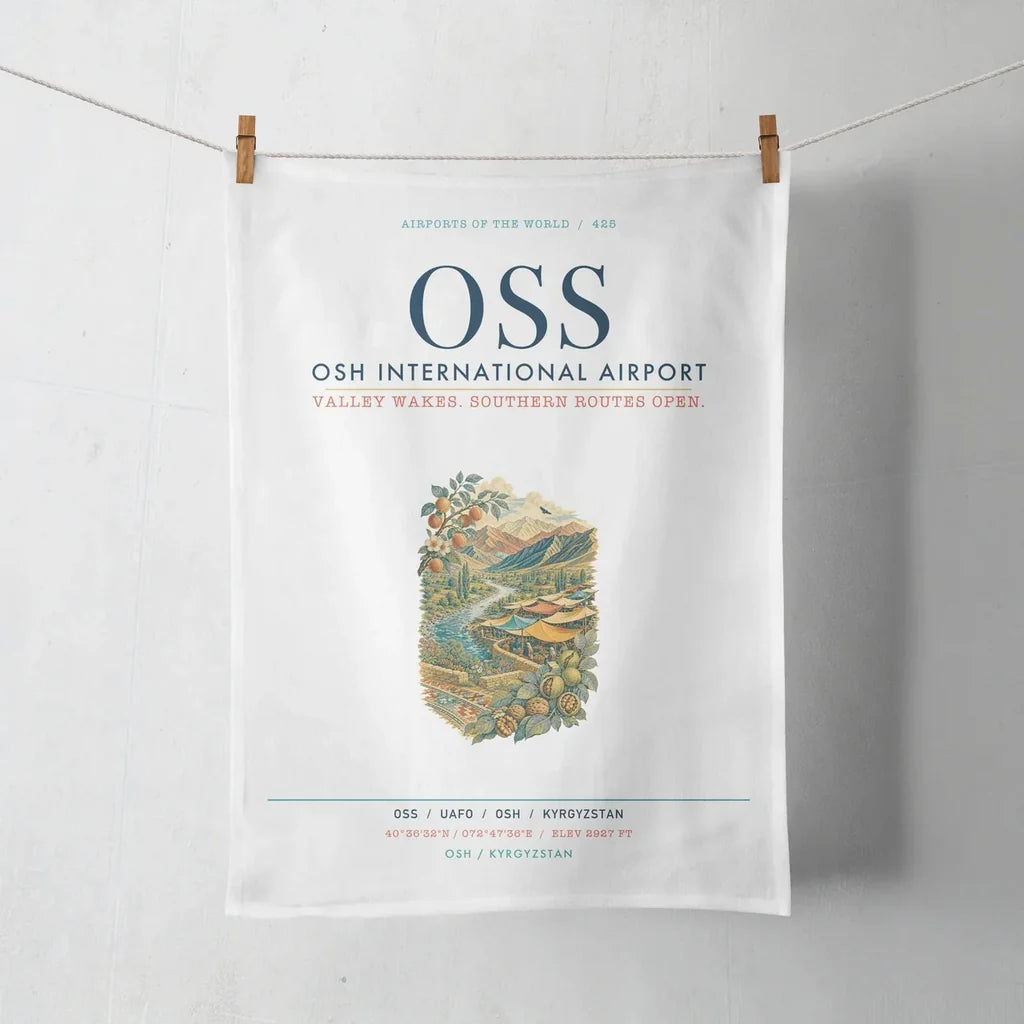 Osh International Airport (OSS) design on white towel