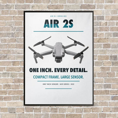 DJI Air 2S vertical canvas print - framed - white background
