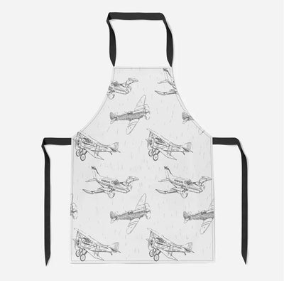 Super Aircrafts aviation design on durable cotton blend kitchen apron.