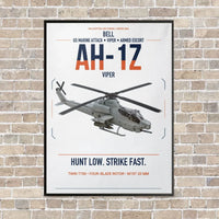 Thumbnail for Bell AH-1Z Viper vertical canvas print - framed - white background