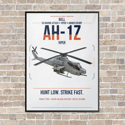 Bell AH-1Z Viper vertical canvas print - framed - white background