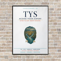 Thumbnail for McGhee Tyson Airport Knoxville TYS vertical canvas print - framed - white background