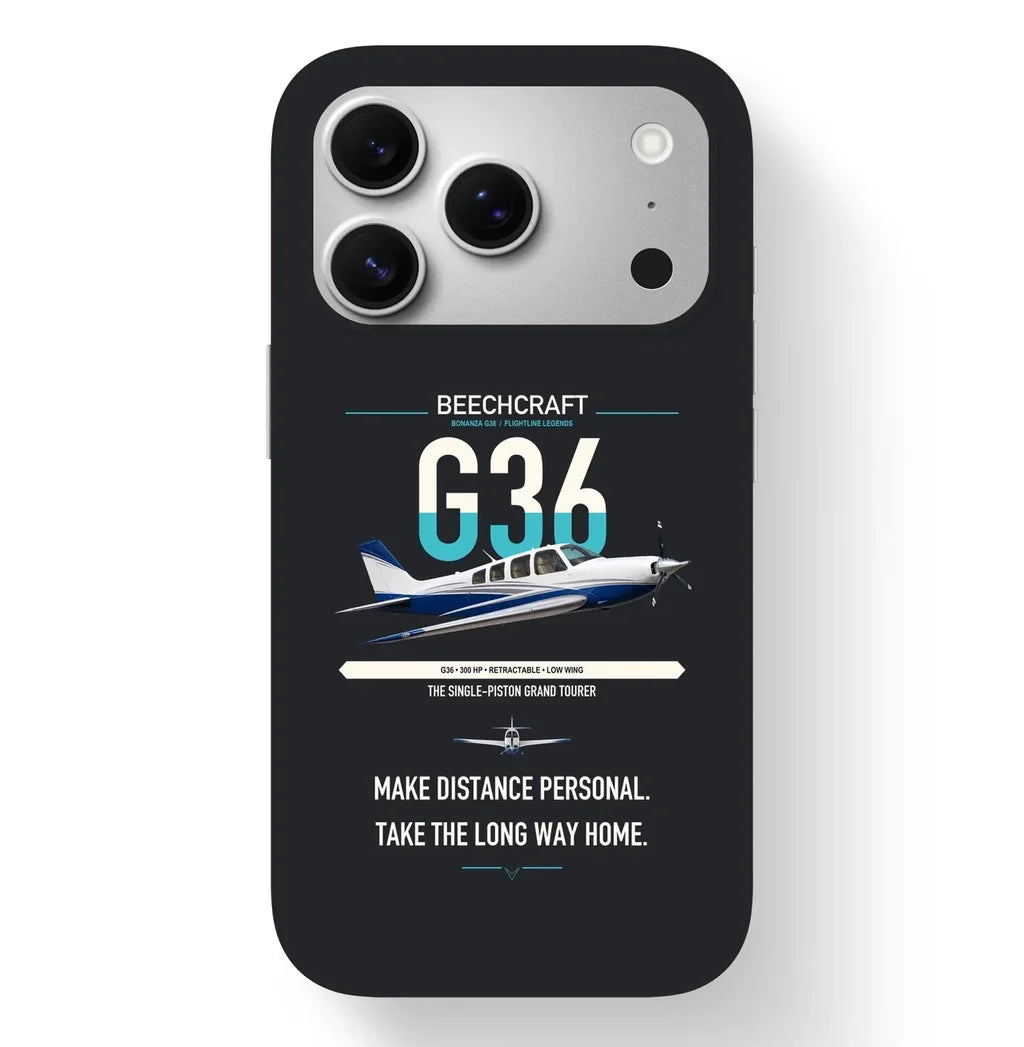 Beechcraft Bonanza G36 design on black magsafe iphone case, for iPhone 17 Pro