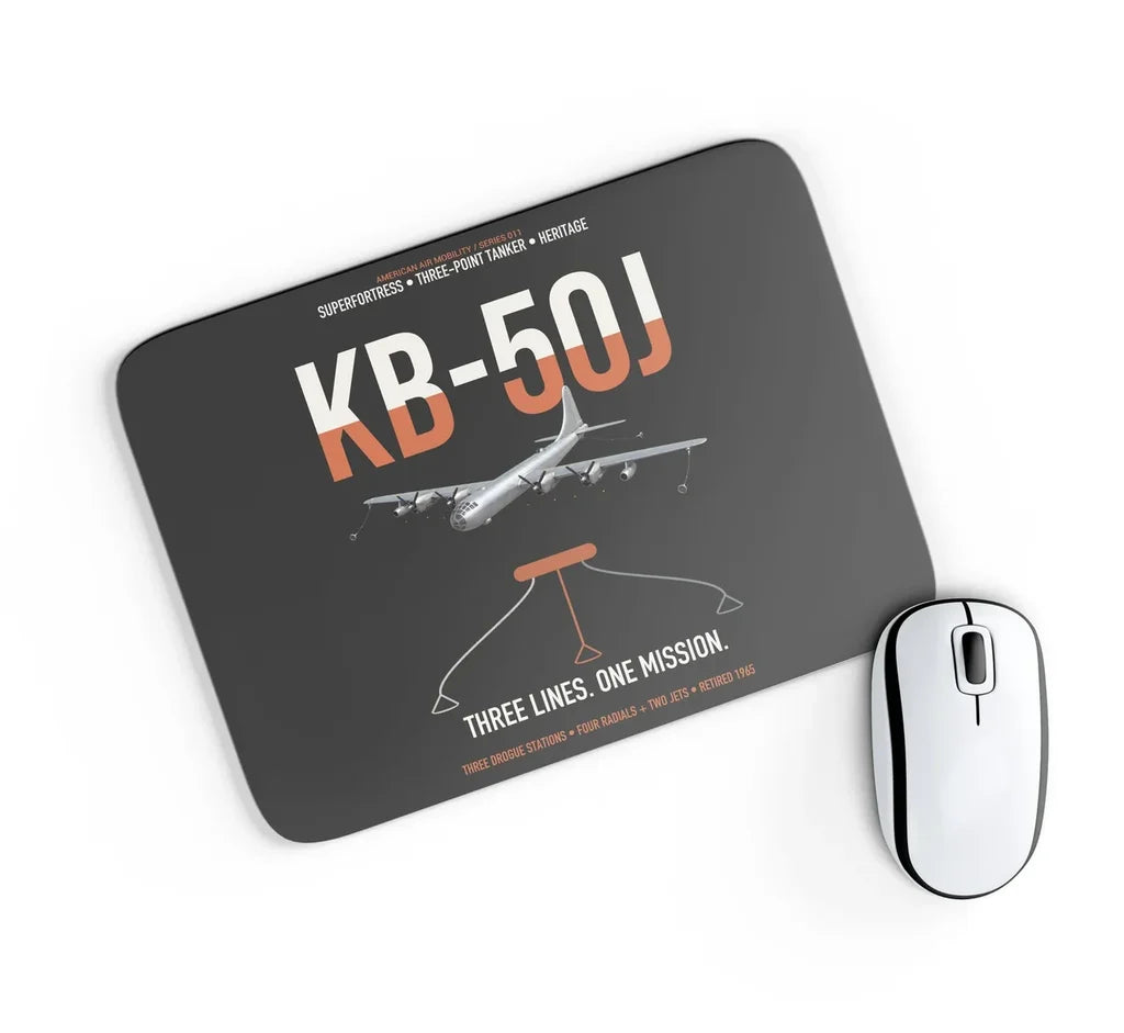 KB-50J Superfortress design on black rectangle mouse pad