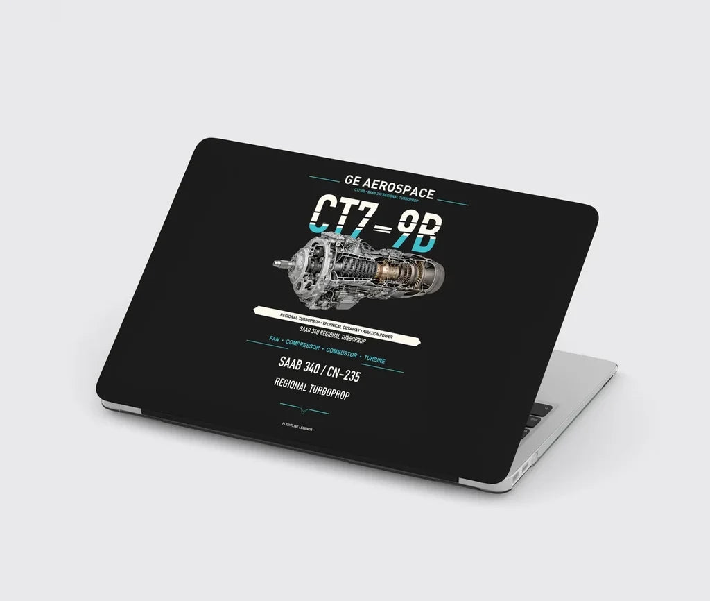 CT7-9B design on black MacBook case