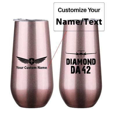 Diamond DA42 & Plane 6oz Egg aviation design on 6oz egg cup, compact 6oz ceramic.