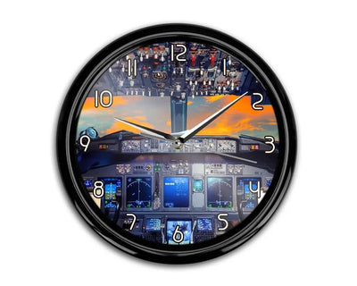 Amazing Boeing 737 Cockpit aviation themed wall clock, premium wood and metal.
