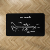 Thumbnail for How Planes Fly aviation design on durable carpet pile with non-slip backing rectangle carpet floor mat.