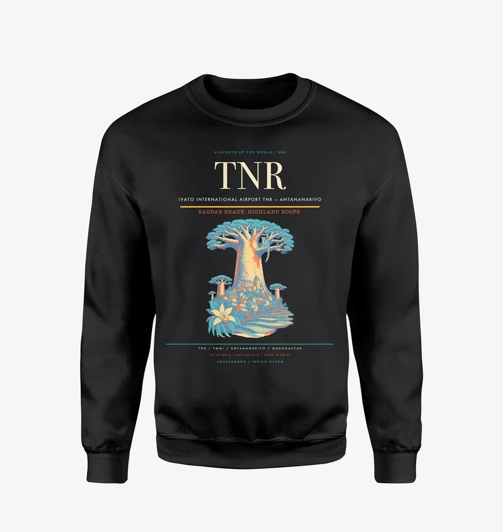 Ivato International Airport (TNR) design on black sweatshirt
