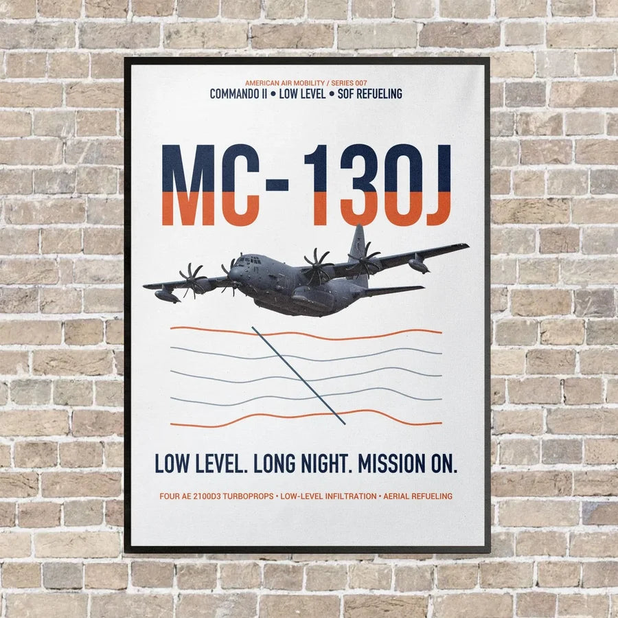 MC-130J COMMANDO II vertical canvas print - framed - white background
