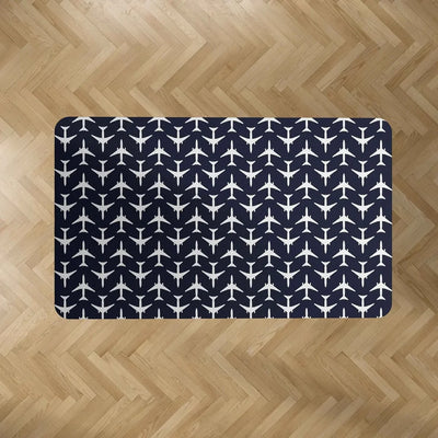 Perfectly Sized Seamless Airplanes (Dark Blue) aviation design on durable carpet pile with non-slip backing rectangle carpet.