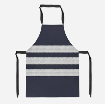 Pilot Epaulettes (Silver) 3 Lines aviation design on durable cotton blend kitchen apron.