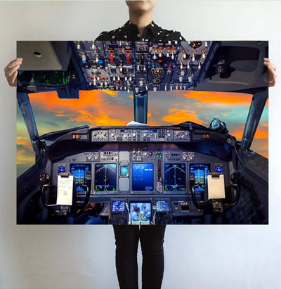 Amazing Boeing 737 Cockpit aviation themed poster, premium poster paper.