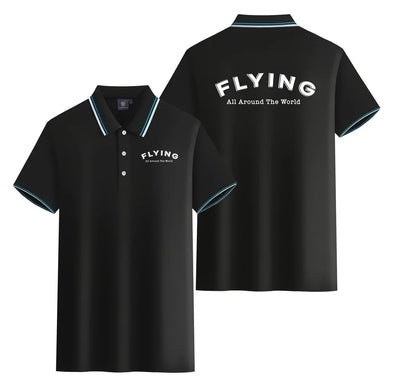 Flying All Around The World Stylish Polo T-Shirts (Double-Side) aviation design printed on soft cotton stylish double-side polo.