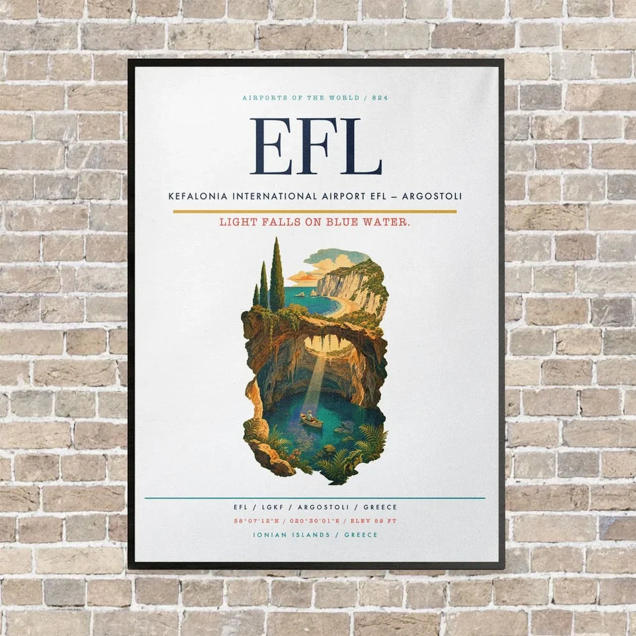 Kefalonia International Airport EFL — Argostoli vertical canvas print - framed - white background