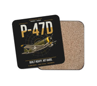 Thumbnail for P-47D Thunderbolt Razorback design on black 1 piece coaster