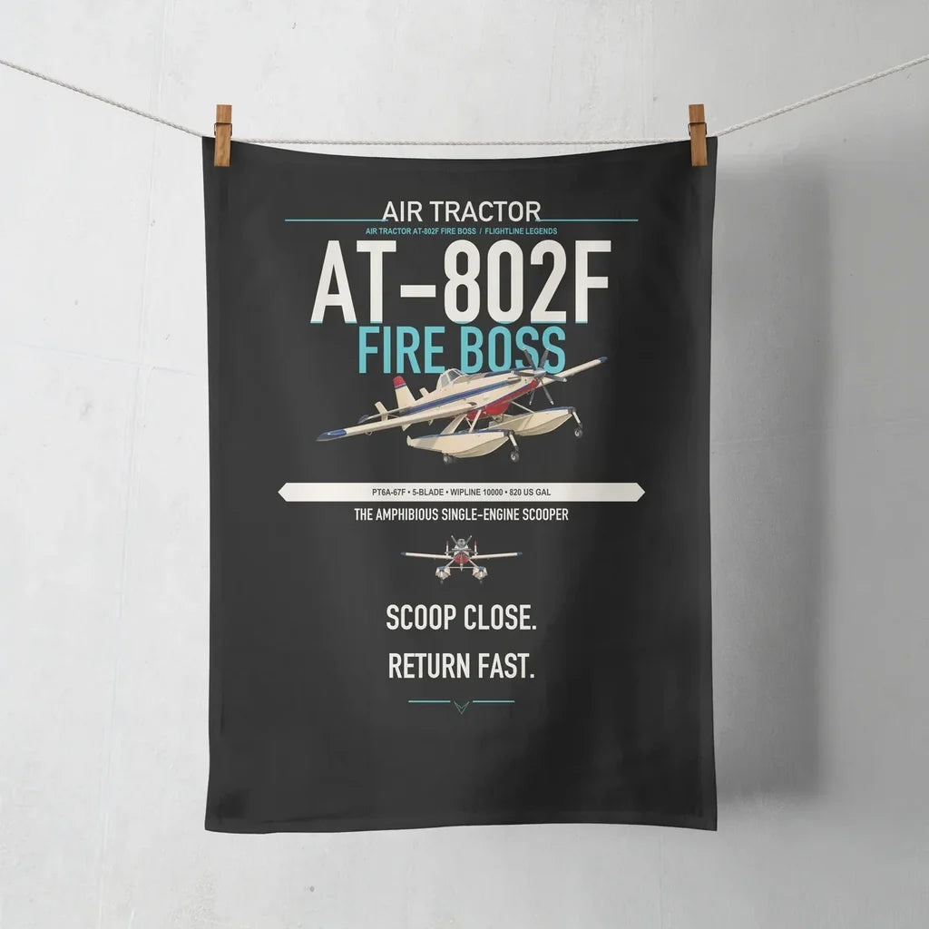 Air Tractor AT-802F Fire Boss design on black towel