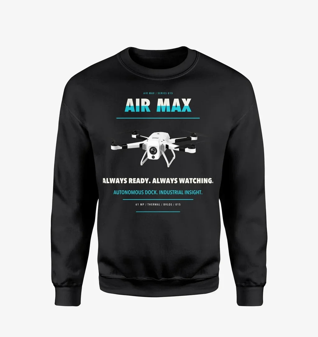 Percepto Air Max design on black sweatshirt