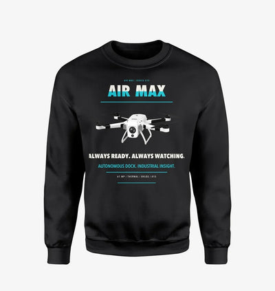 Percepto Air Max design on black sweatshirt