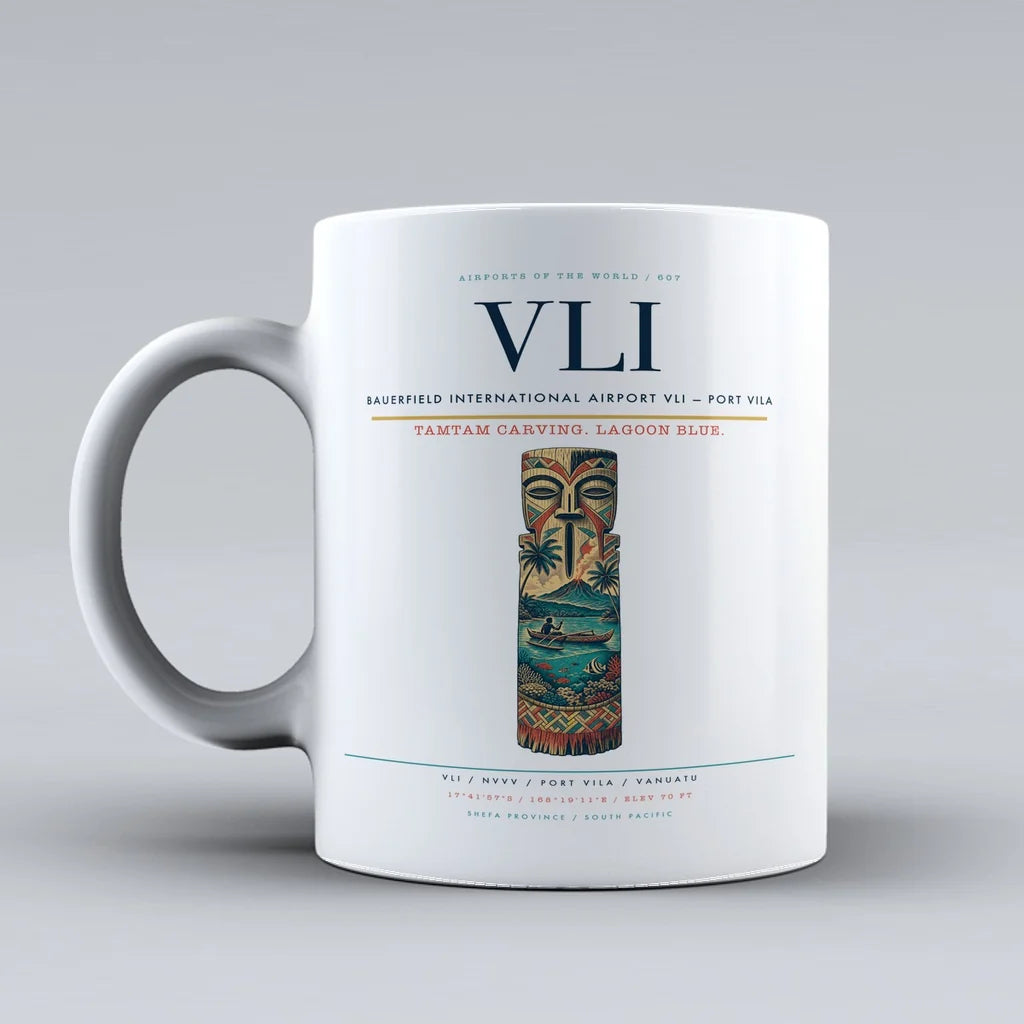 International Airport VLI — Port Vila Mug design on white bauerfield